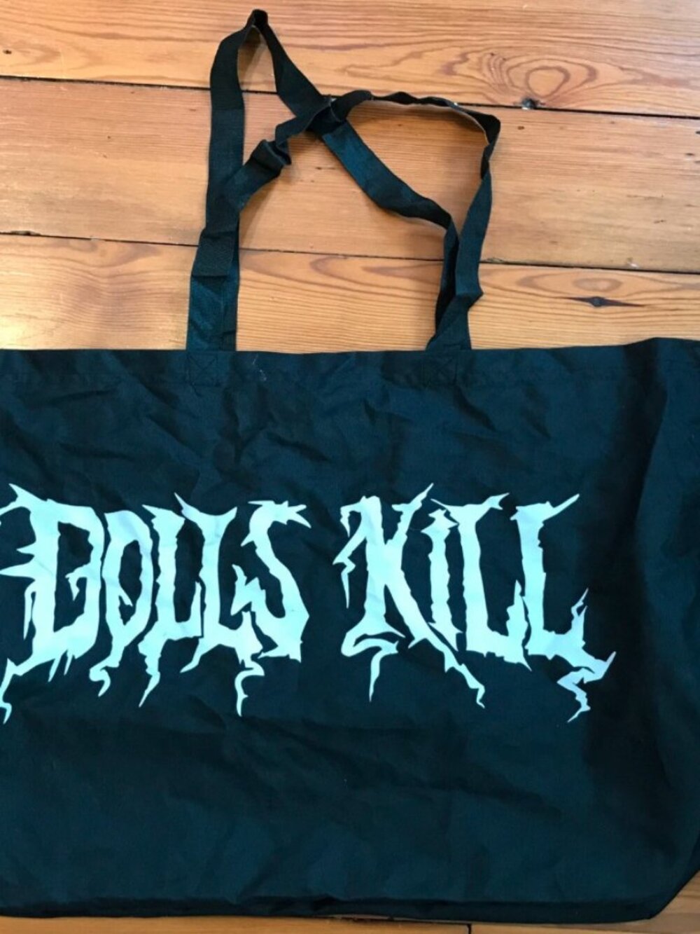 NWOT Dolls Kill Goth Girl Large Black Novelty Tote Bag 34“ x 18“